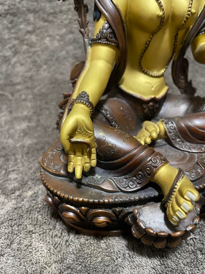 値下げしました　緑多羅菩薩 仏像 骨董