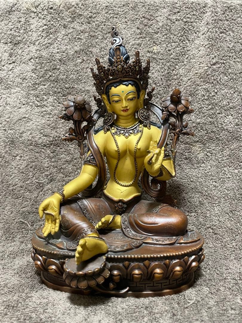 値下げしました　緑多羅菩薩 仏像 骨董