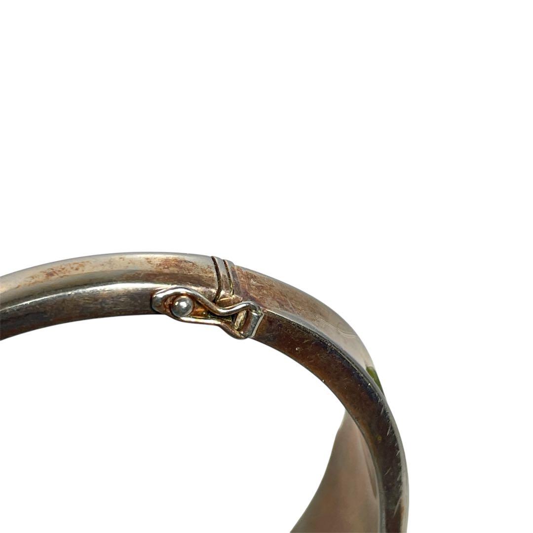 緑色　翡翠バングル　メタルバンド　ブレスレット