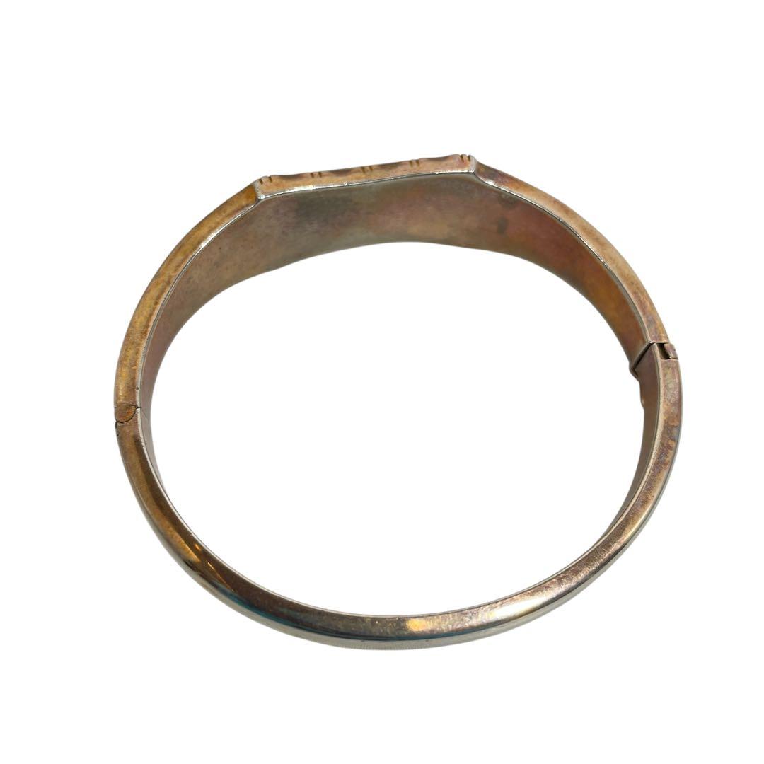 緑色　翡翠バングル　メタルバンド　ブレスレット