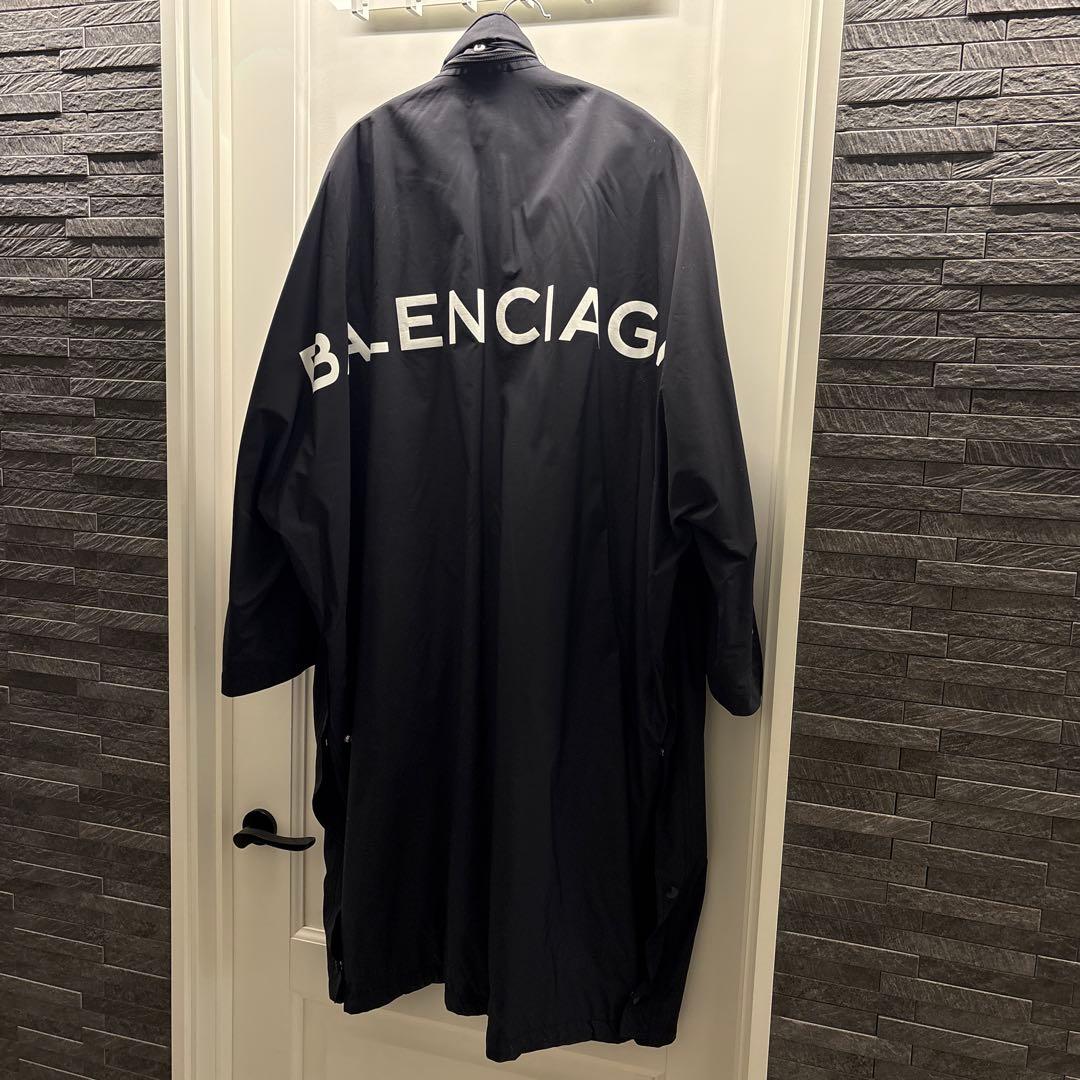 BALENCIAGA フーテッドブラックロングコート