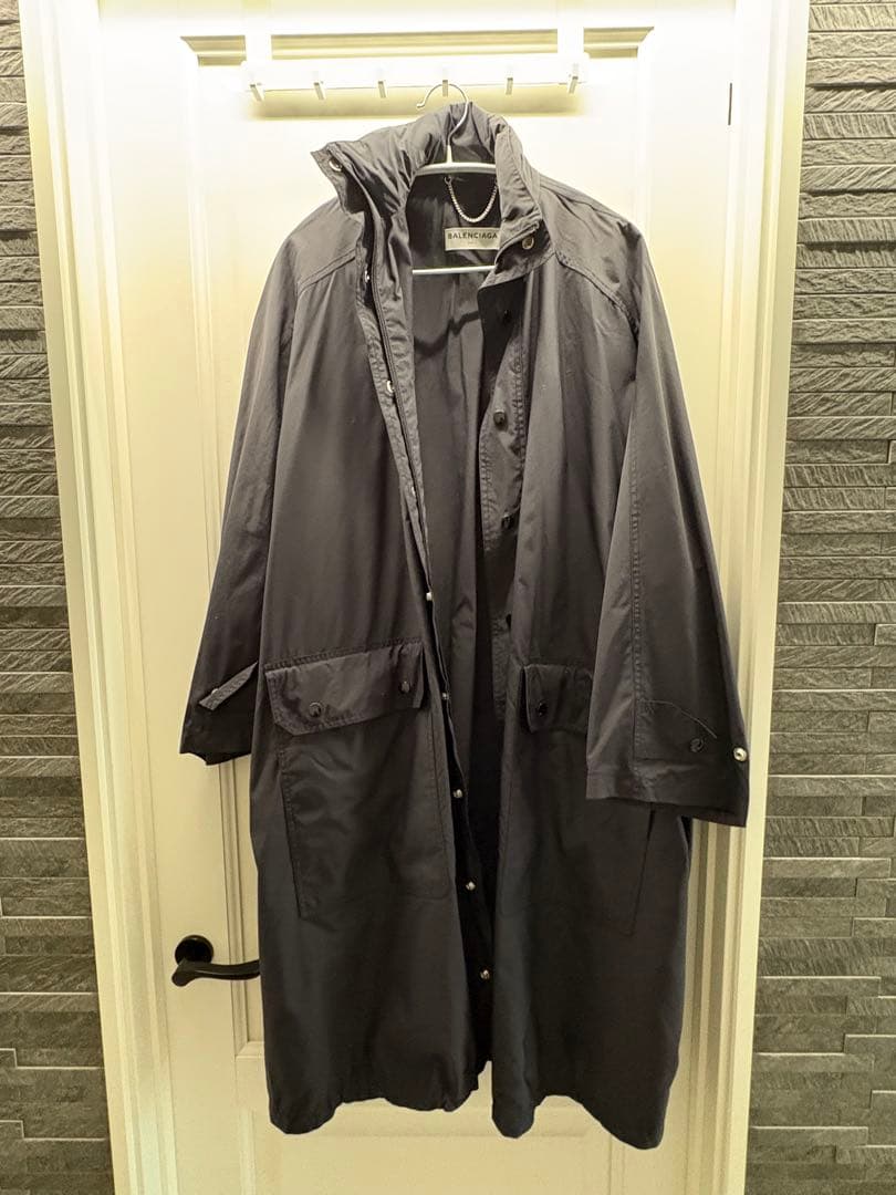 BALENCIAGA フーテッドブラックロングコート
