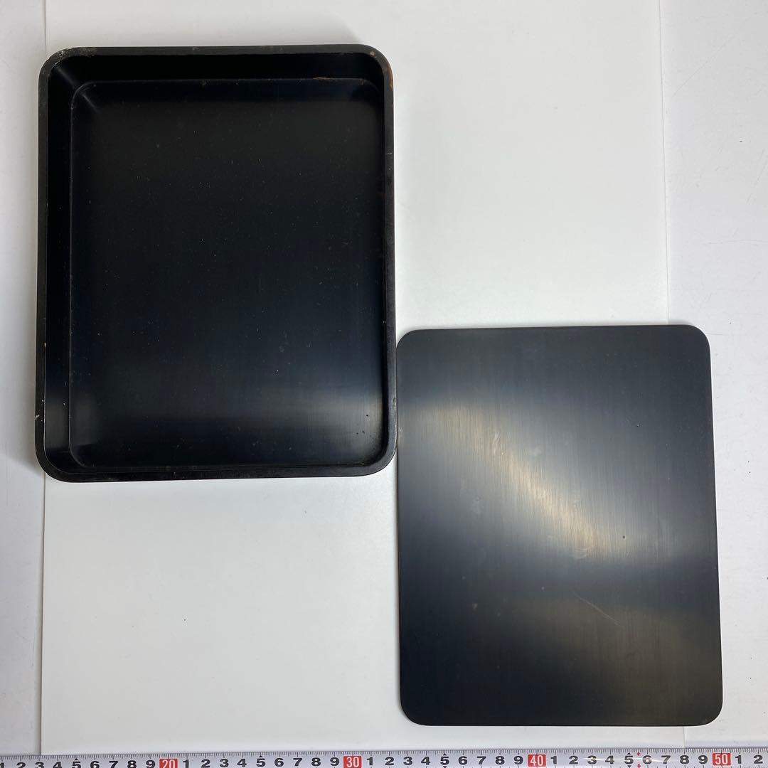 時代 本堆黒 硯箱 22.5×18.5×4.5cm 東キ7-1129☆2Fトコチ