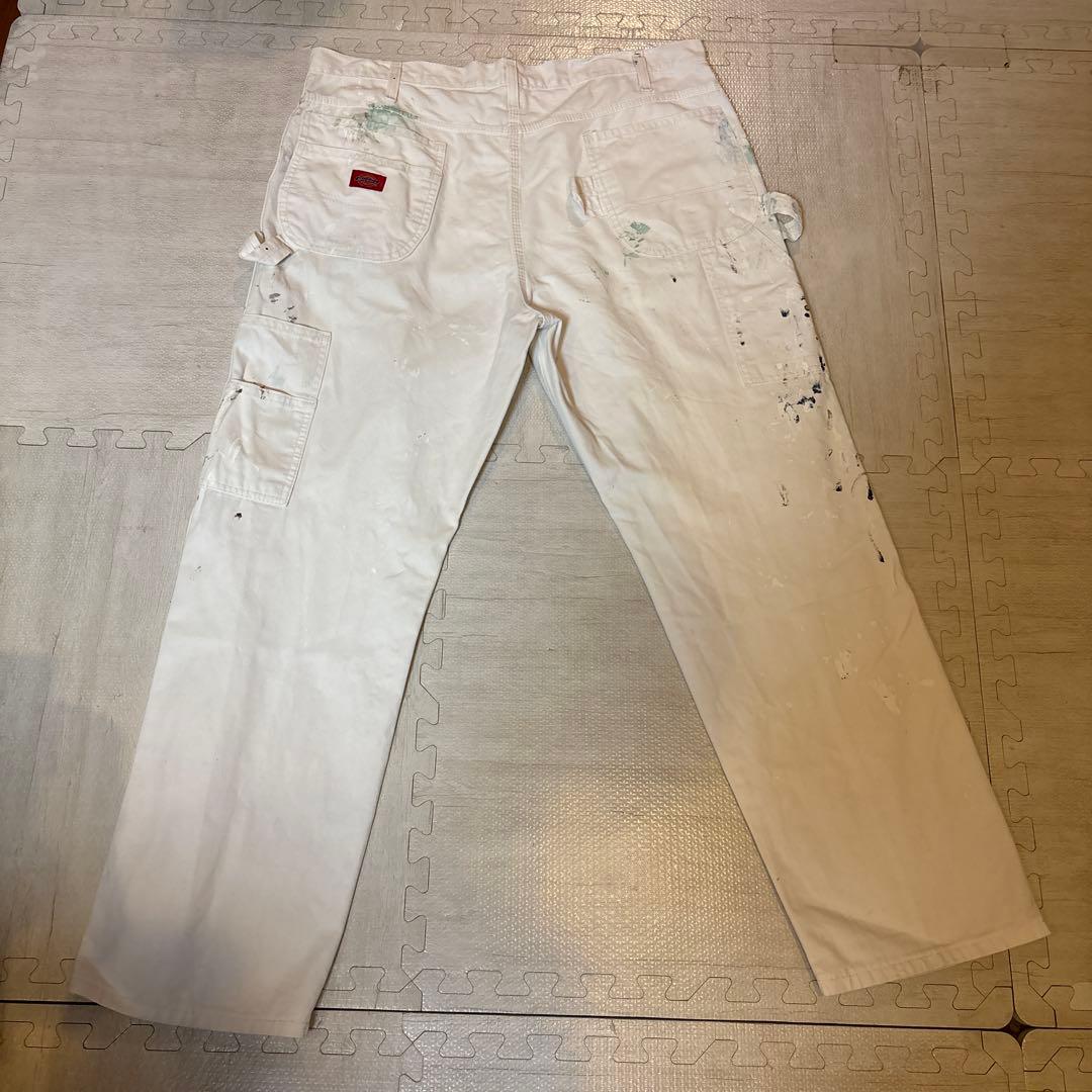 Dickies ホワイト ペインターパンツ　ペイント加工