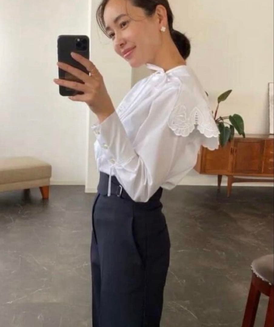 OHGA ハイウエストパンツ　ネイビー