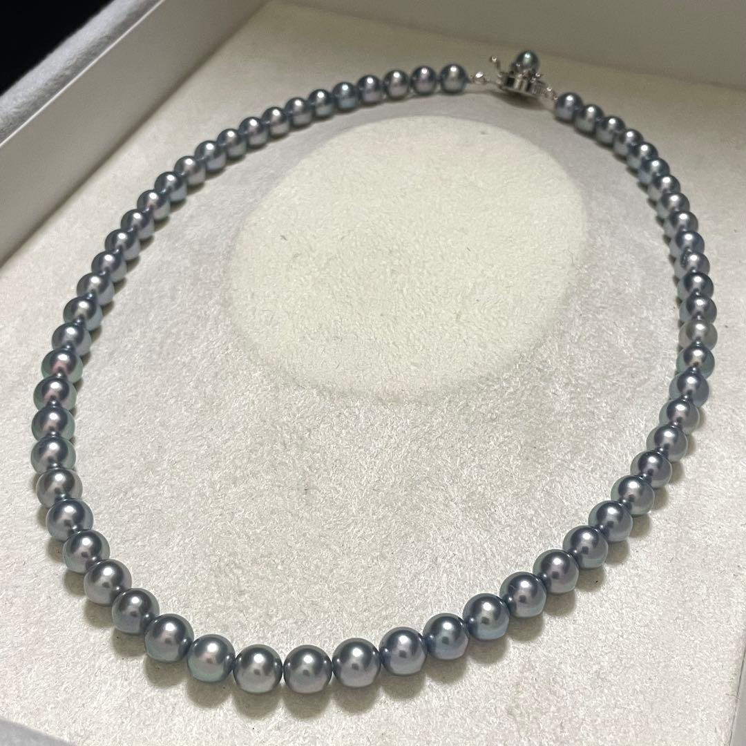 【極美品✨テリ良】あこや本真珠 ネックレス 6.5-7.0 パール ブルーグレー