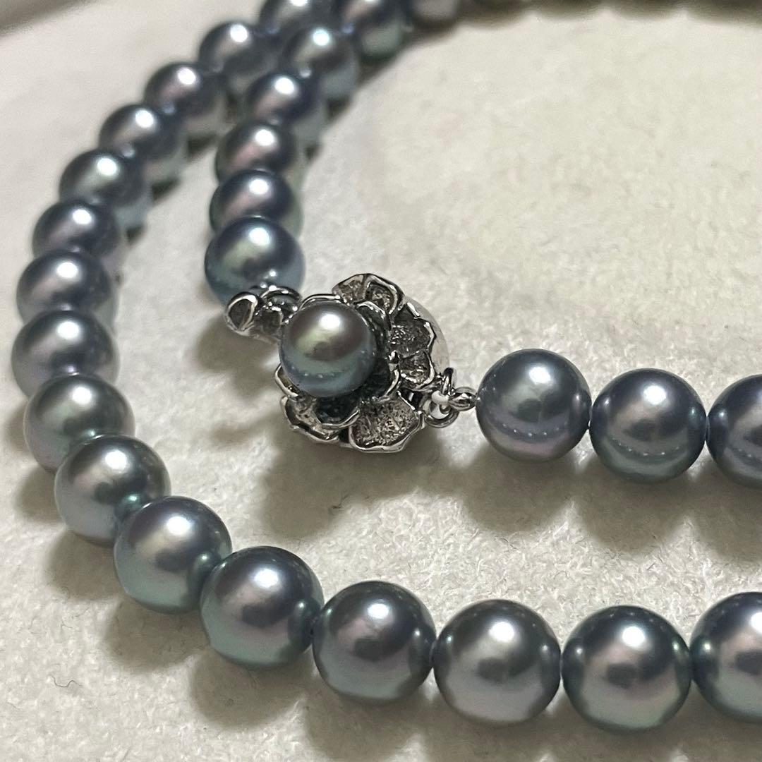 【極美品✨テリ良】あこや本真珠 ネックレス 6.5-7.0 パール ブルーグレー
