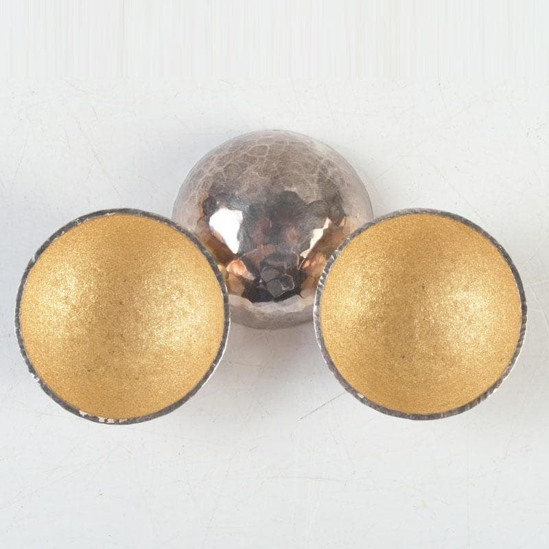 金工作家　櫻内邦子作　純銀刻印　銀塩胡椒入　約36g　匙付　共箱　V　9561