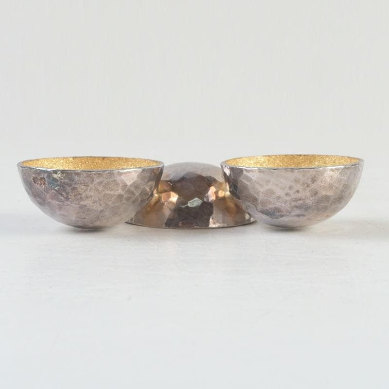 金工作家　櫻内邦子作　純銀刻印　銀塩胡椒入　約36g　匙付　共箱　V　9561