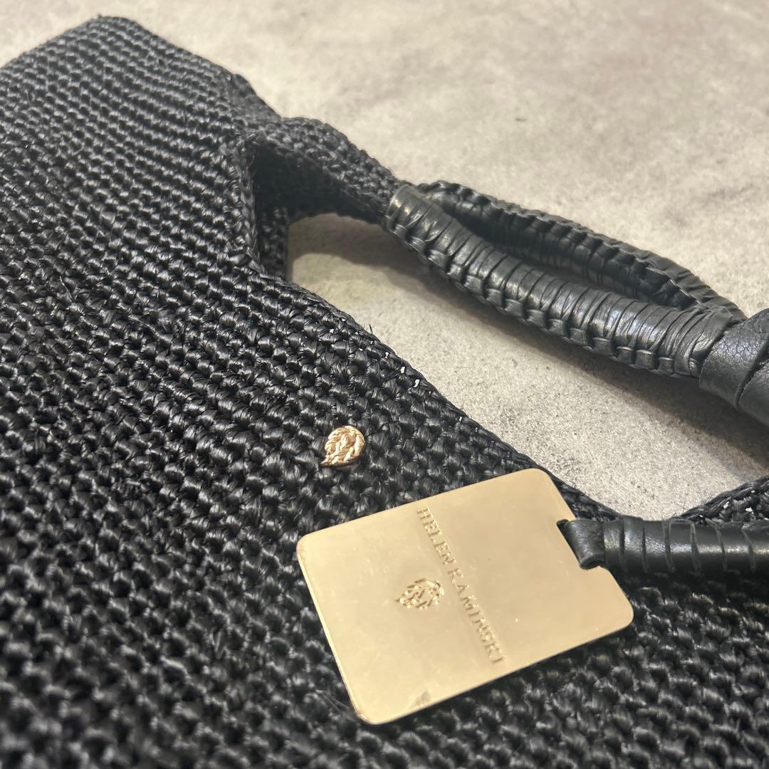 ヘレンカミンスキー✨ ラフィア カゴ トートバッグ ブラック シルバープレート