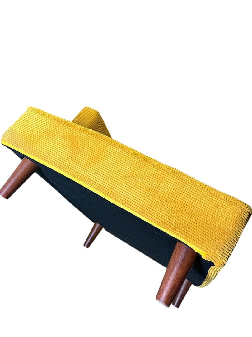 カリモク　イエロー コーナーソファ コーデュロイ