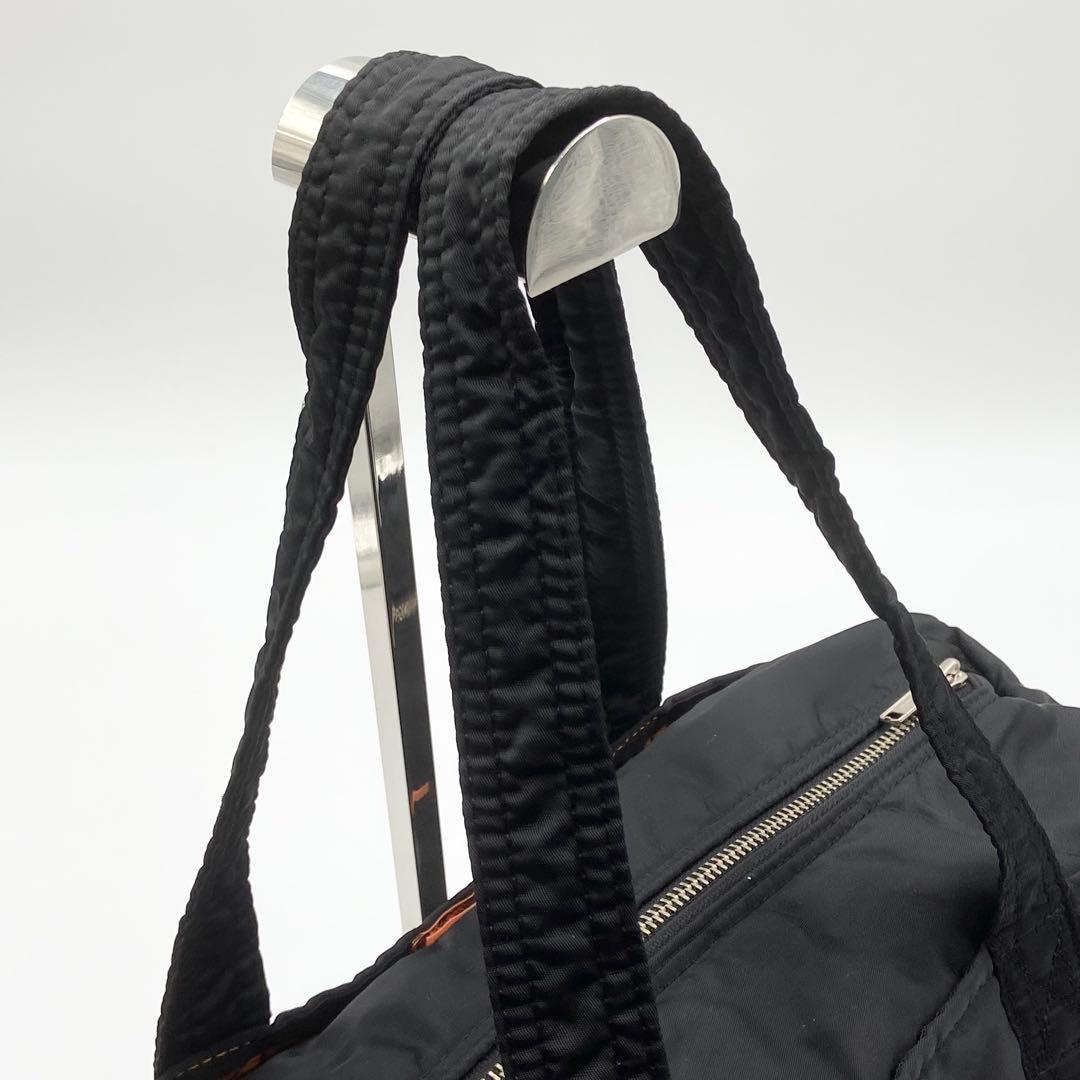 極美品　ポーター　タンカー　ミニボストンバッグ　ロゴ刺繍　ナイロン　ブラック