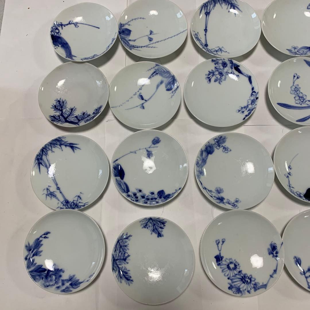 (3c) 青い花柄の平皿20枚セット