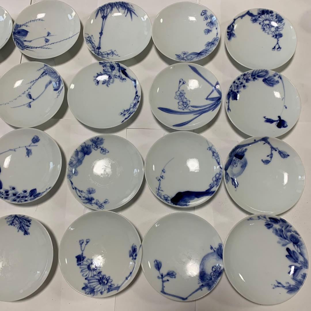(3c) 青い花柄の平皿20枚セット