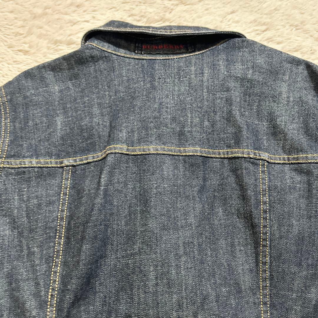 【美品】バーバリー デニムジャケット ノバチェック ダークブルー サイズ15