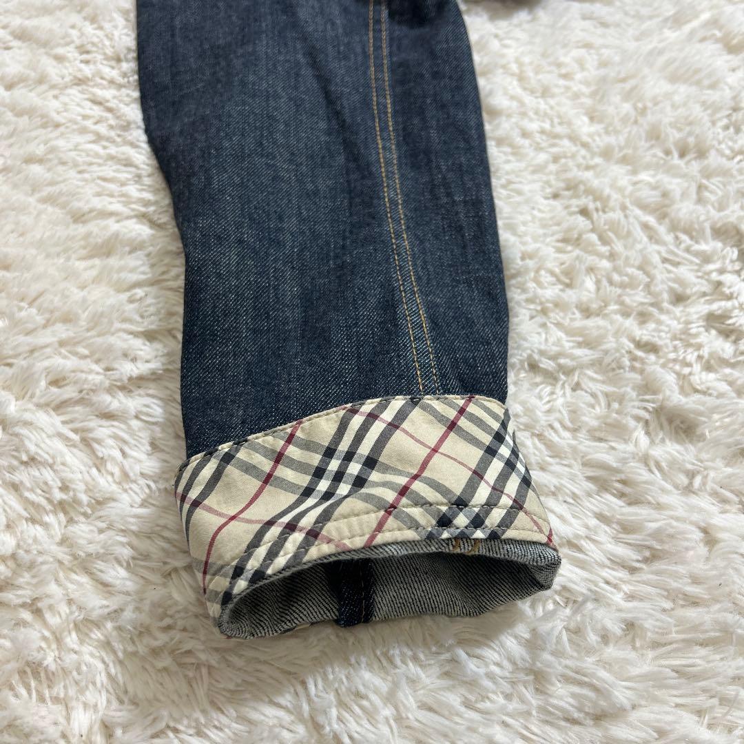【美品】バーバリー デニムジャケット ノバチェック ダークブルー サイズ15