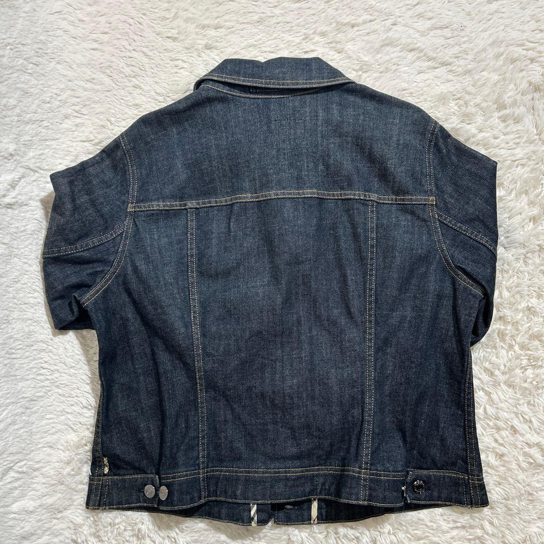 【美品】バーバリー デニムジャケット ノバチェック ダークブルー サイズ15