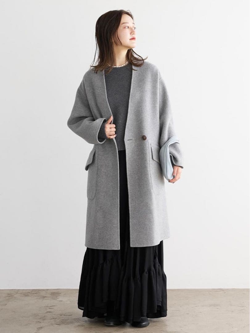 IENA イエナ 新品タグ付き モッサーダブルフェイスVネックコート 36