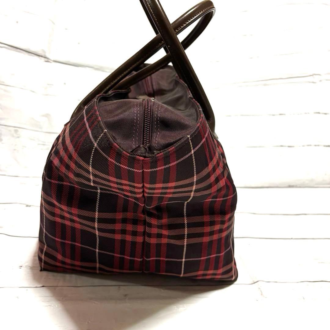 希少カラー バーバリー ブルーレーベル トートバッグ ノバチェック　レッド