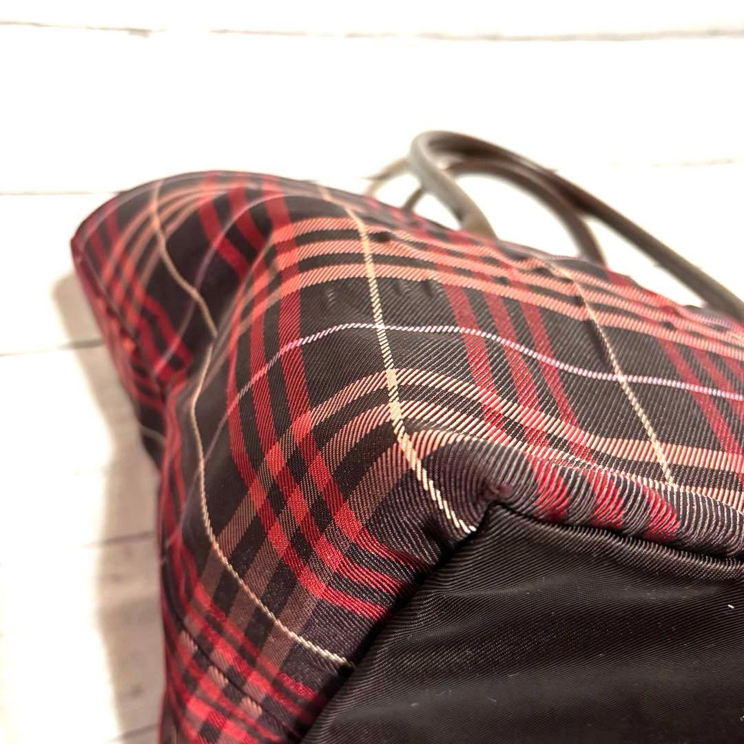 希少カラー バーバリー ブルーレーベル トートバッグ ノバチェック　レッド