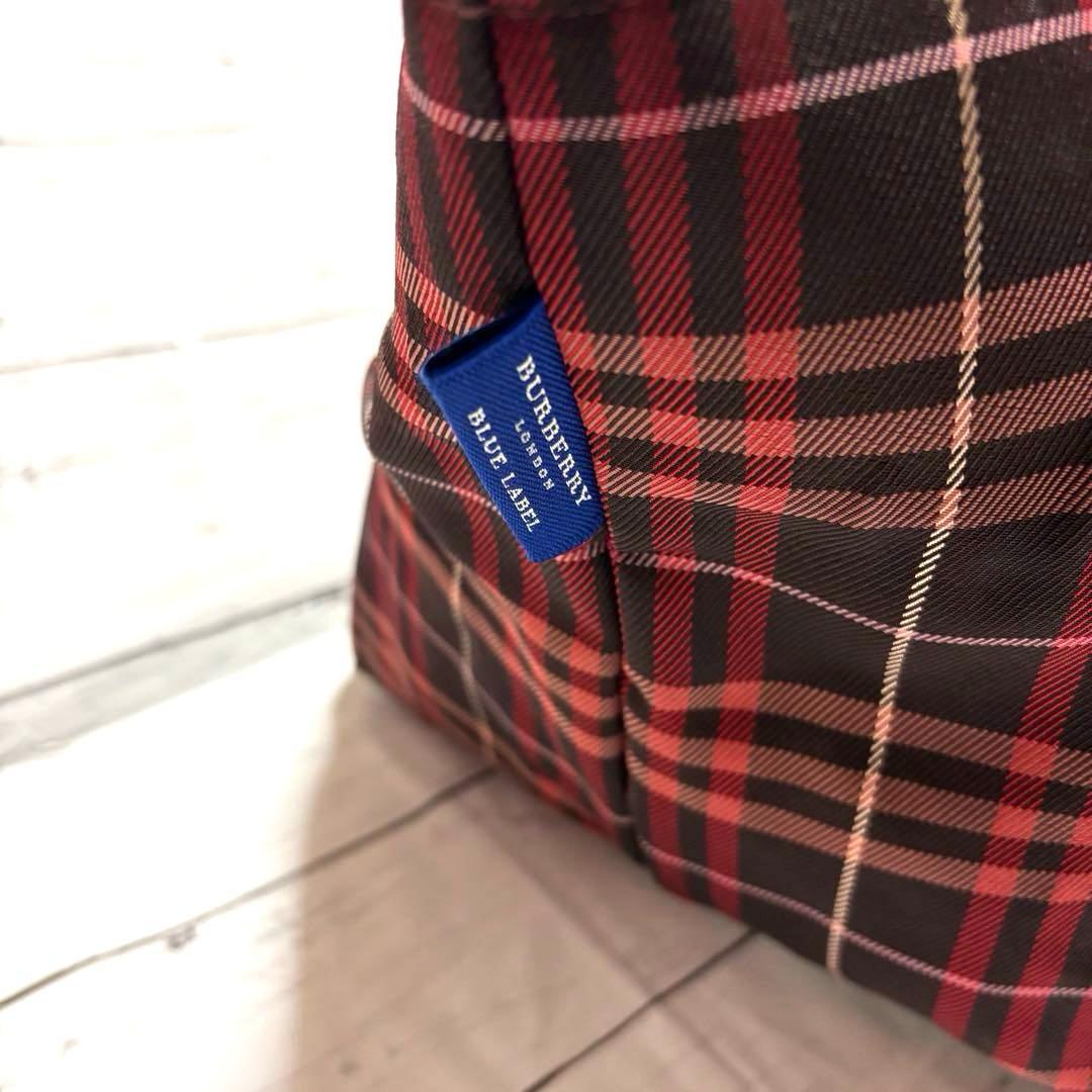 希少カラー バーバリー ブルーレーベル トートバッグ ノバチェック　レッド