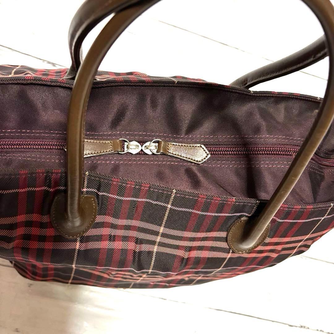 希少カラー バーバリー ブルーレーベル トートバッグ ノバチェック　レッド