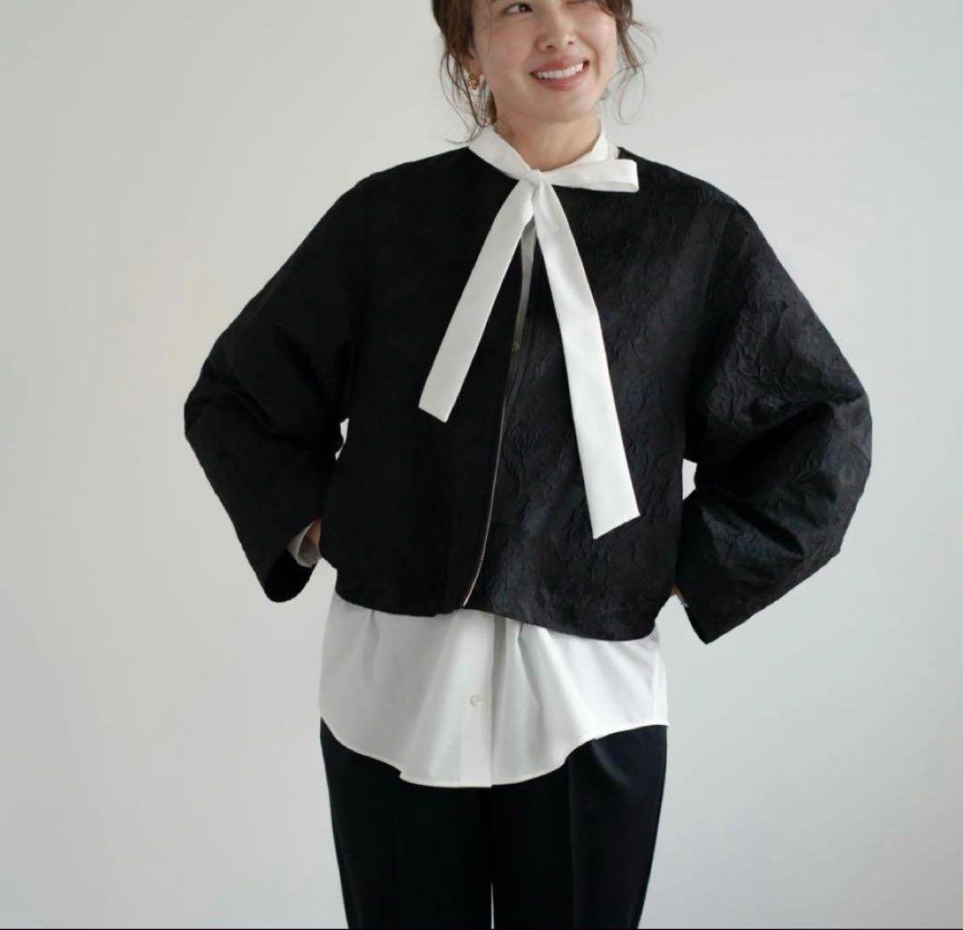 新品タグ付き　オーガ　ohga フラワージャケット　ツルバイマリコオイカワ　黒