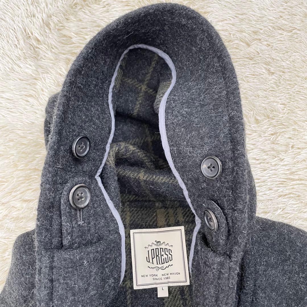 【すわん】J.PRESS ダッフルコート チェック ダークグレー L