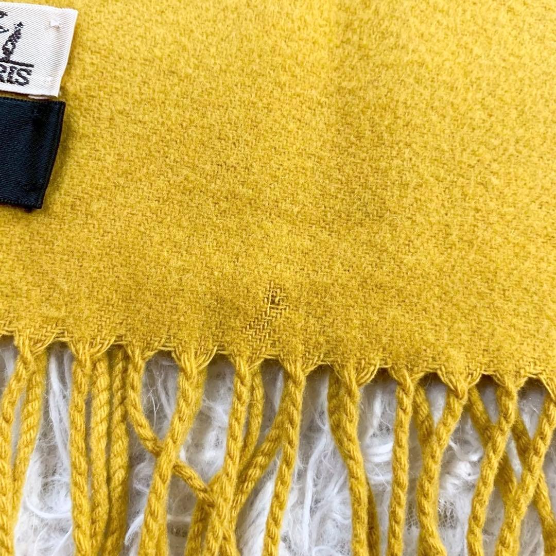 正規品　HERMES　エルメス　カシミヤ100%　ロゴ刺繍　マフラー　フリンジ