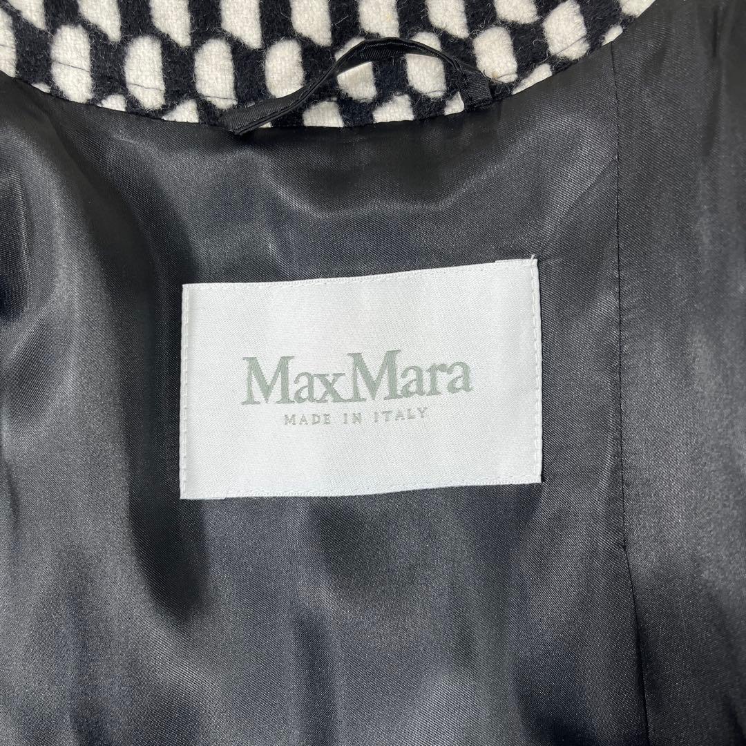 ✨極美品 マックスマーラ 白タグ 格子チェック スタンドカラーコート アルパカ混