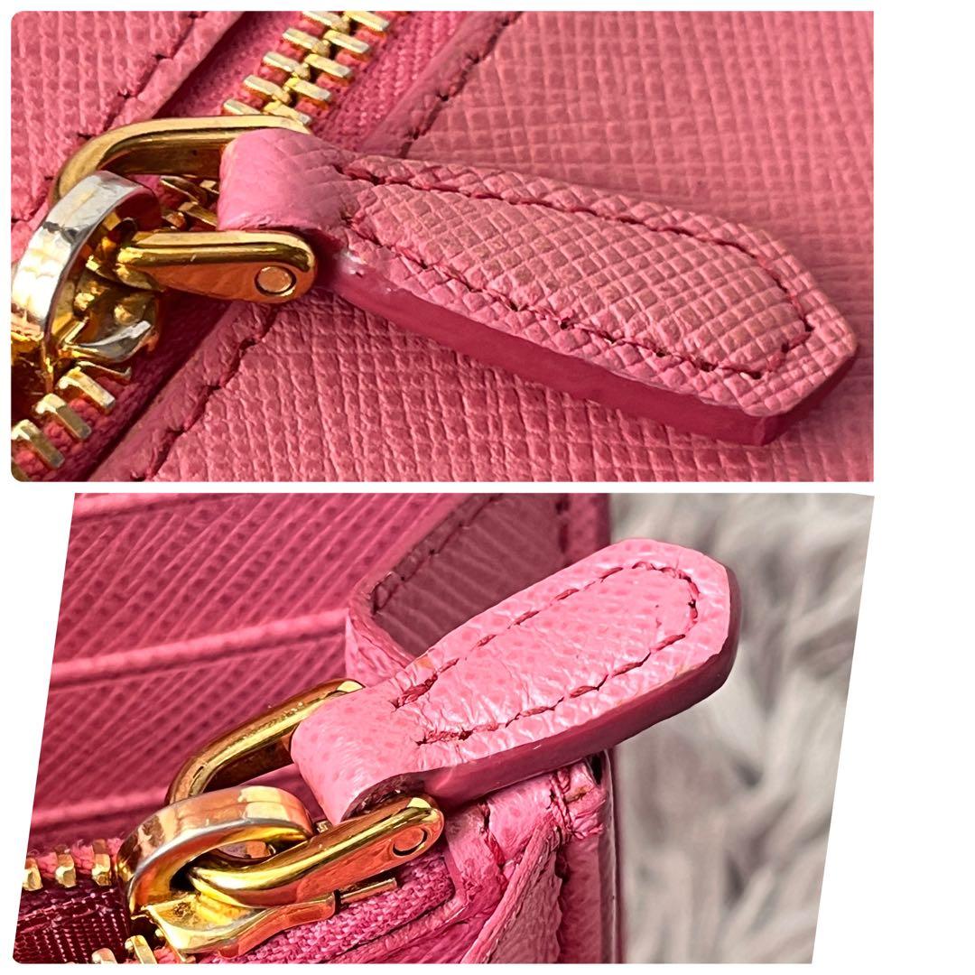 美品✨PRADA シャイン　カードケース付　長財布　サフィアーノ　ピンク