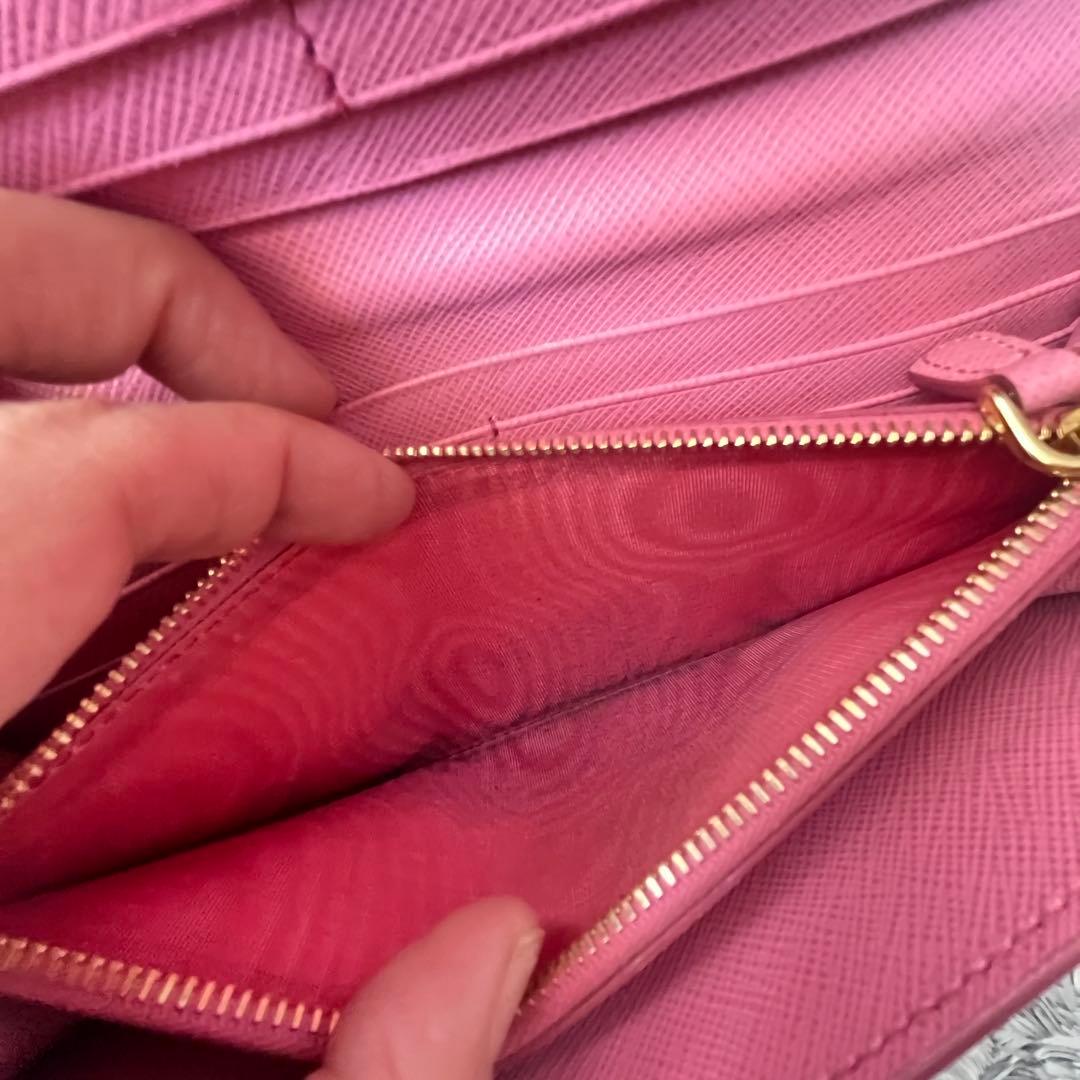 美品✨PRADA シャイン　カードケース付　長財布　サフィアーノ　ピンク