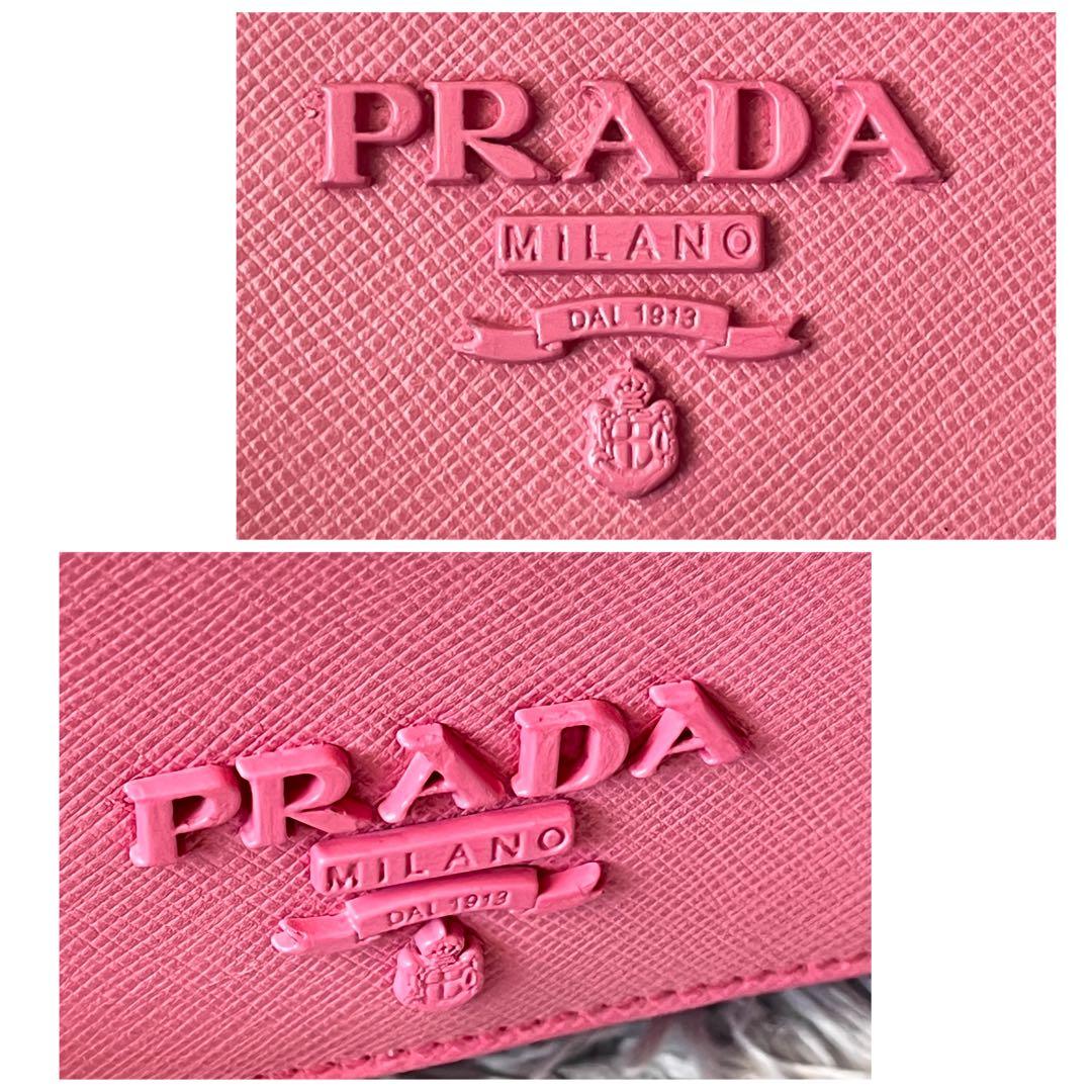 美品✨PRADA シャイン　カードケース付　長財布　サフィアーノ　ピンク