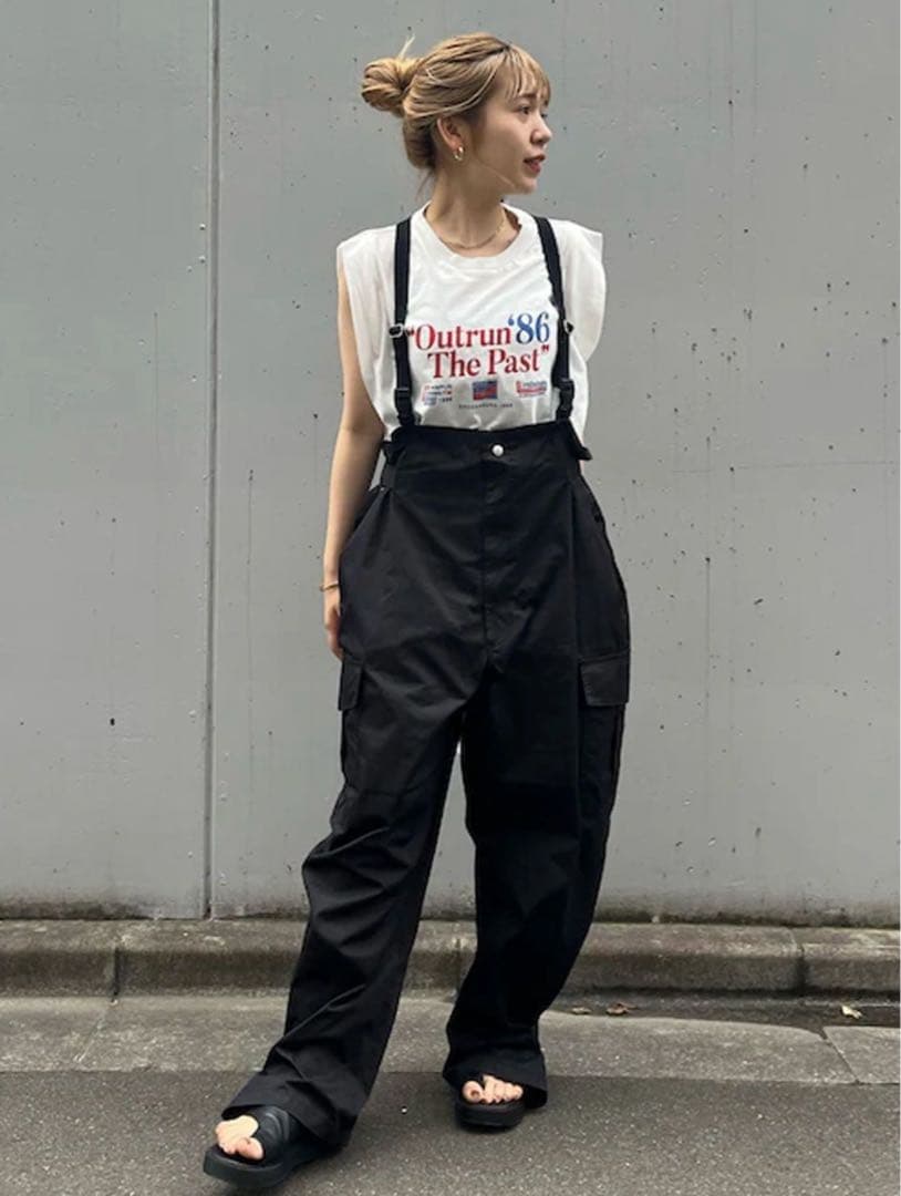 お値下げ★ungridアングリッド★ミリタリーらルーズサロペット★F ブラック