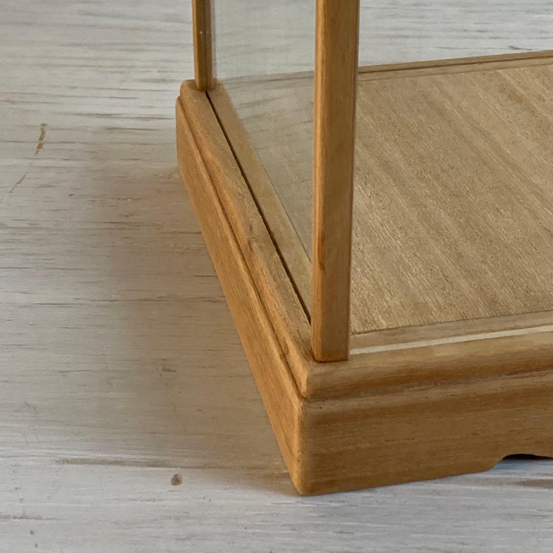 古い木製 小振り ガラスケース 2段 卓上ショーケース 扉なし