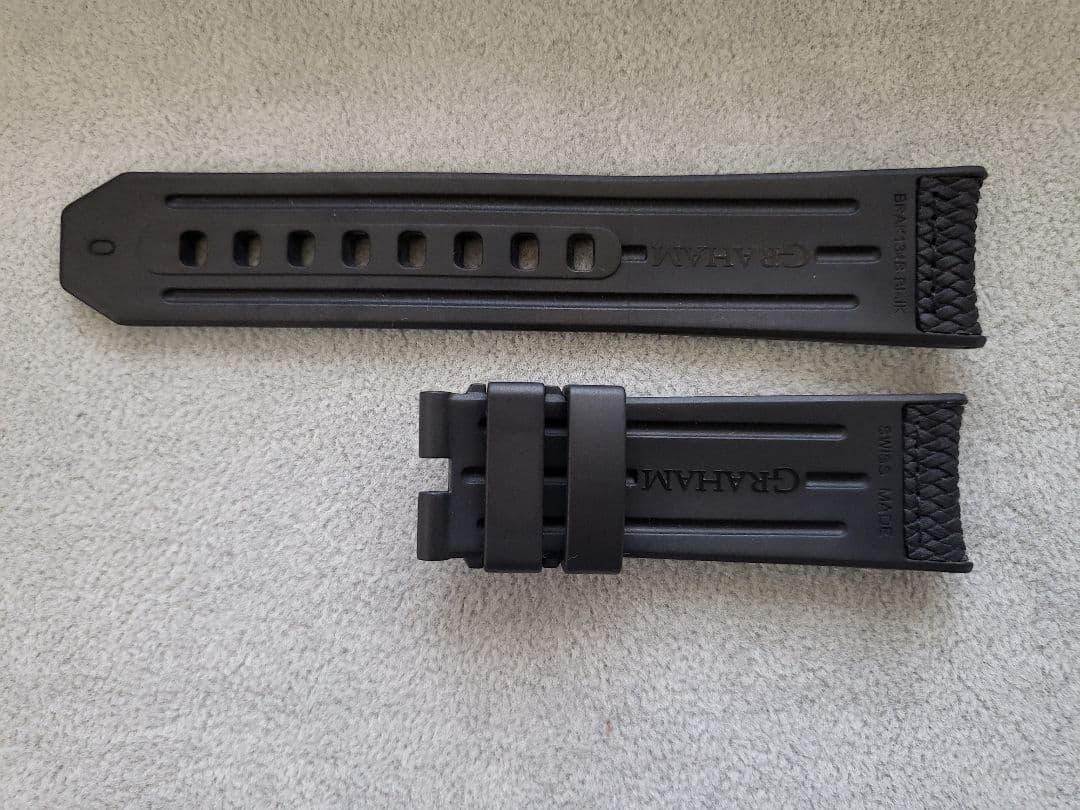 【未使用】GRAHAM グラハム　ブラック　ラバーベルト　ストラップ　22mm
