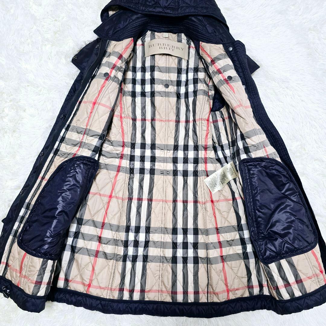 美品✨バーバリー ブリット キルティングコート ネイビー フード