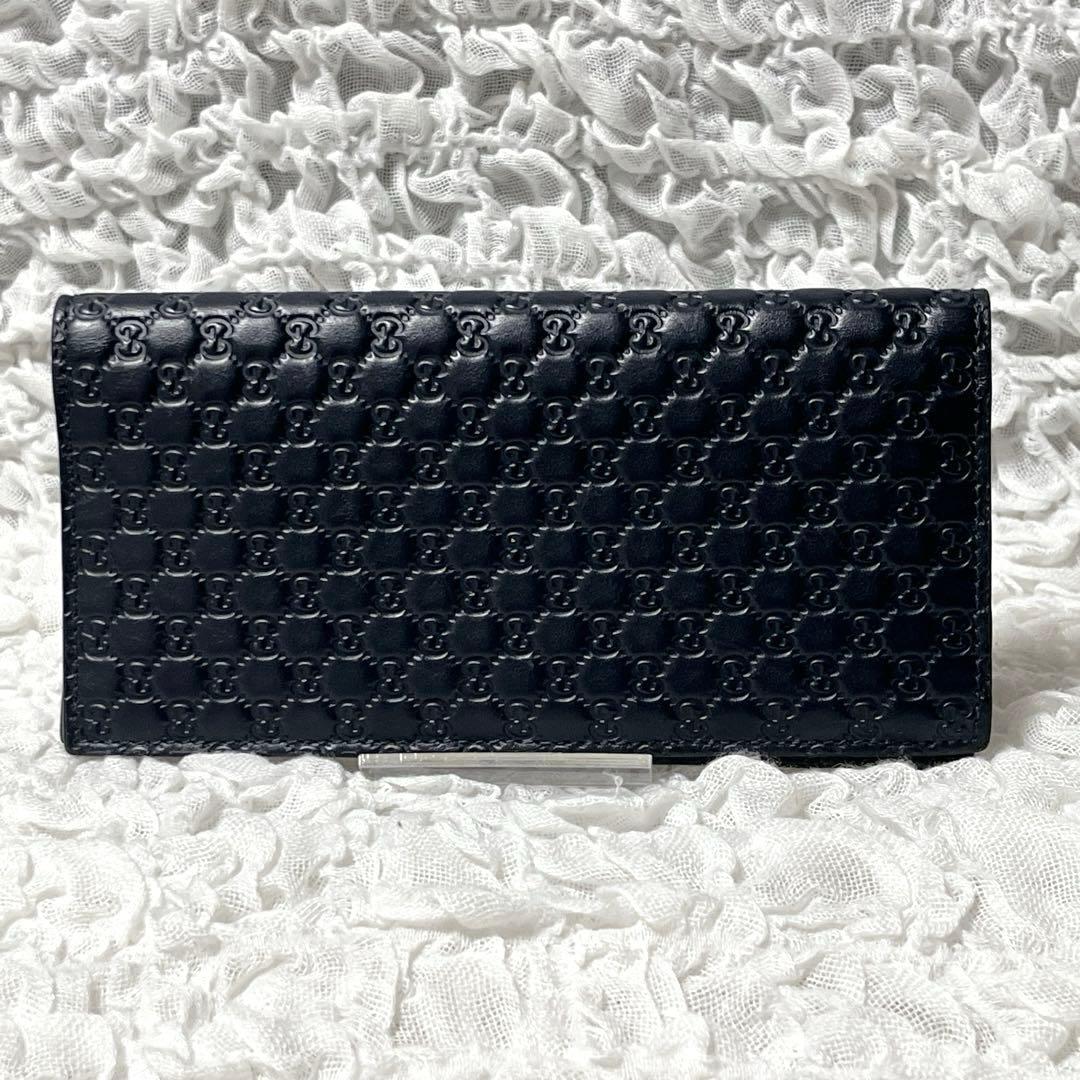 未使用級✨GUCCI グッチ GGマイクログッチシマ 総柄 レザー 二つ折り財布