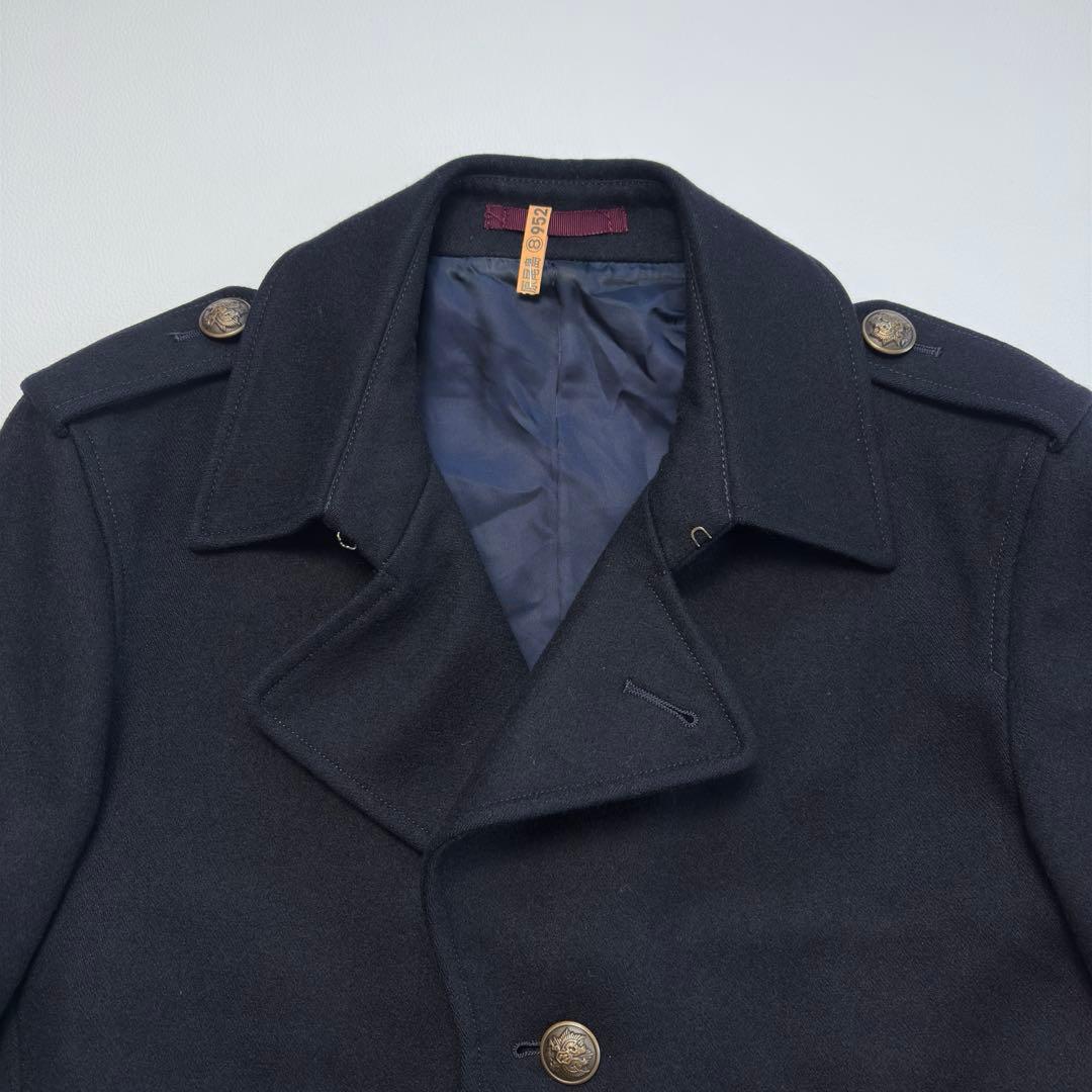 ポールスミス ミリタリー カシミヤ混 ピーコート メタルボタン ネイビー L