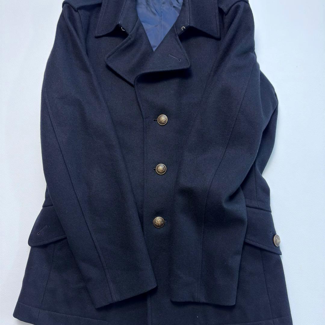 ポールスミス ミリタリー カシミヤ混 ピーコート メタルボタン ネイビー L
