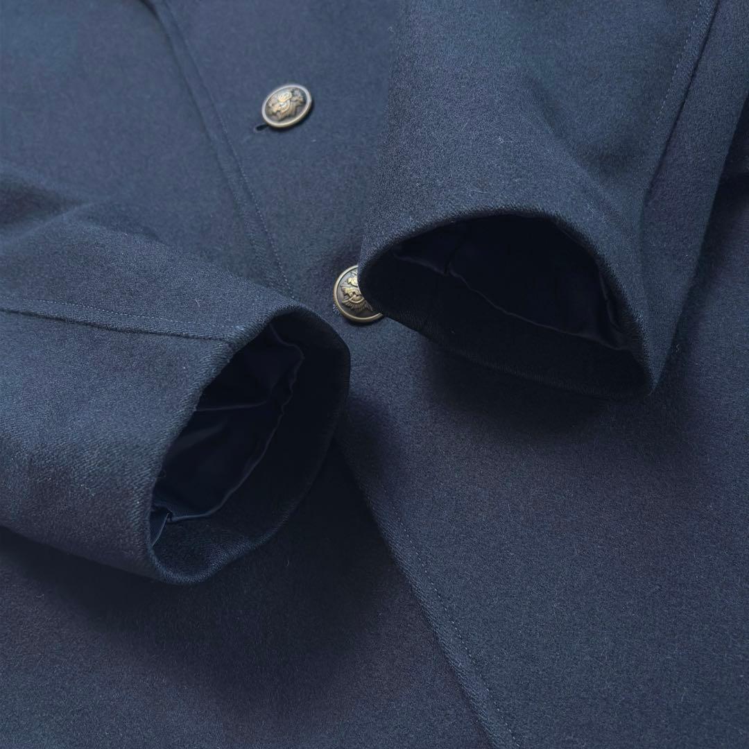 ポールスミス ミリタリー カシミヤ混 ピーコート メタルボタン ネイビー L