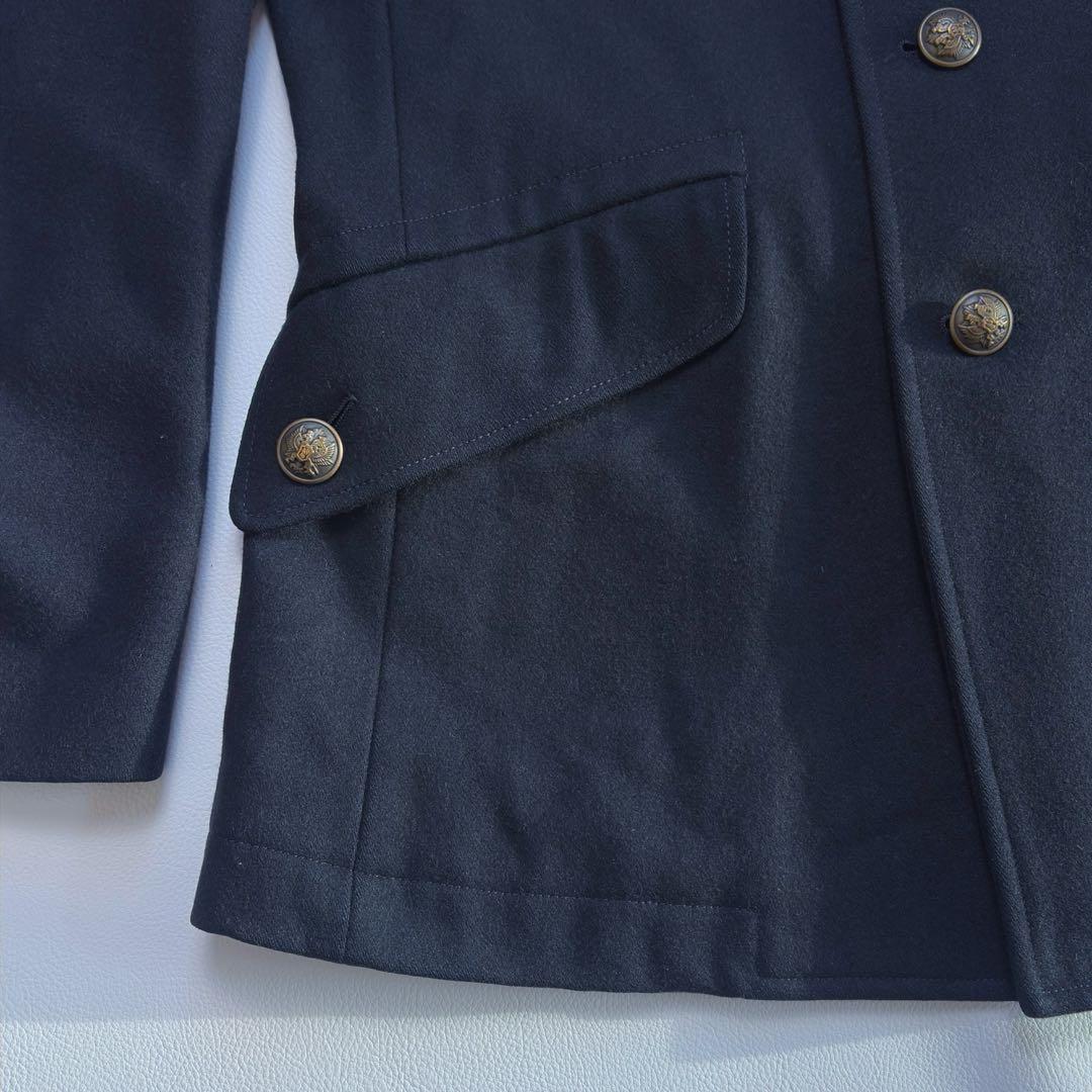 ポールスミス ミリタリー カシミヤ混 ピーコート メタルボタン ネイビー L