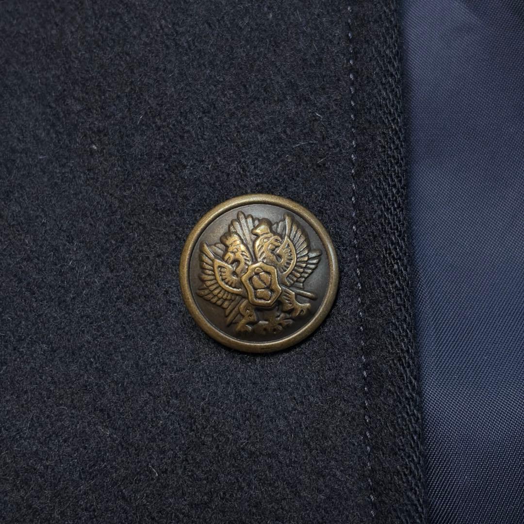 ポールスミス ミリタリー カシミヤ混 ピーコート メタルボタン ネイビー L