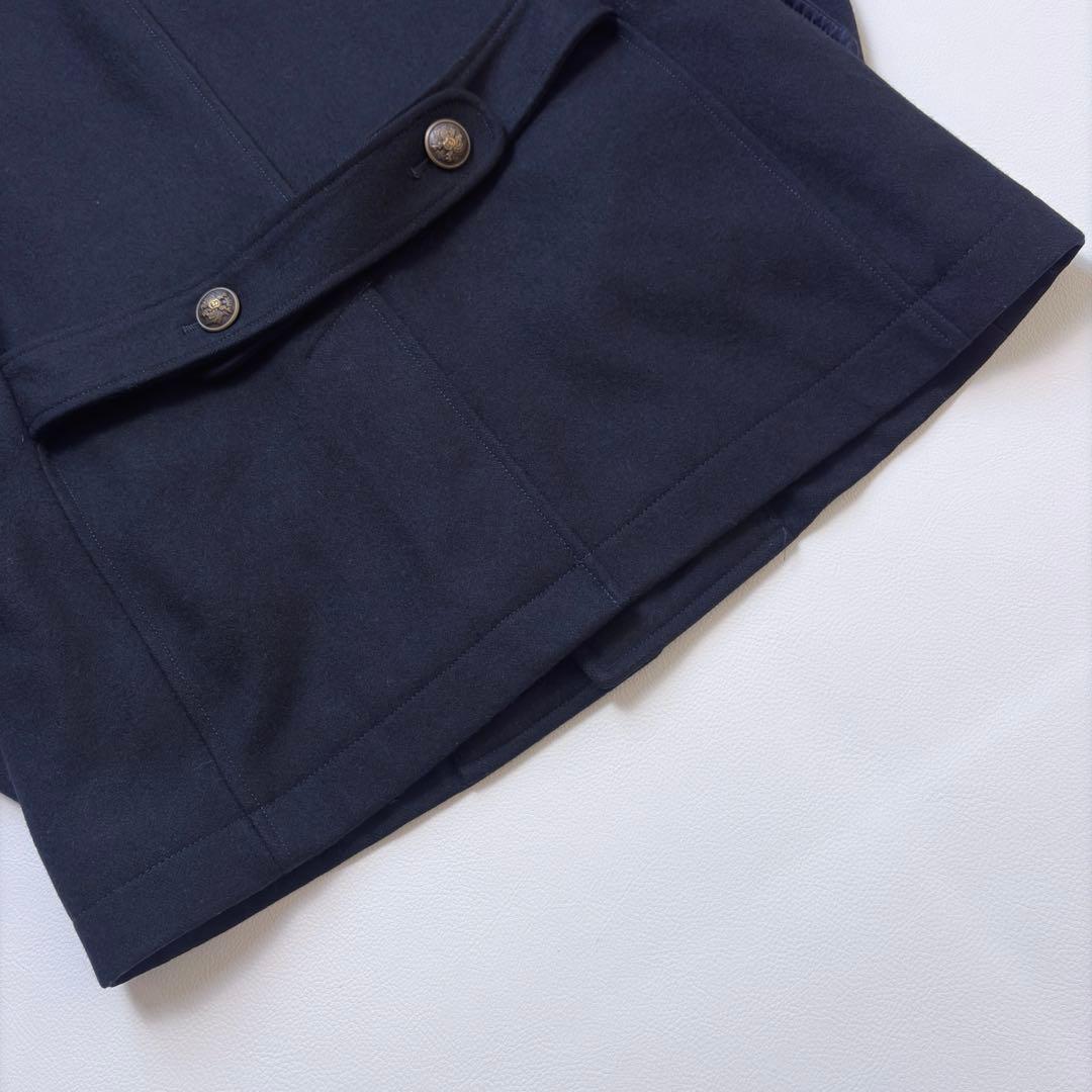 ポールスミス ミリタリー カシミヤ混 ピーコート メタルボタン ネイビー L