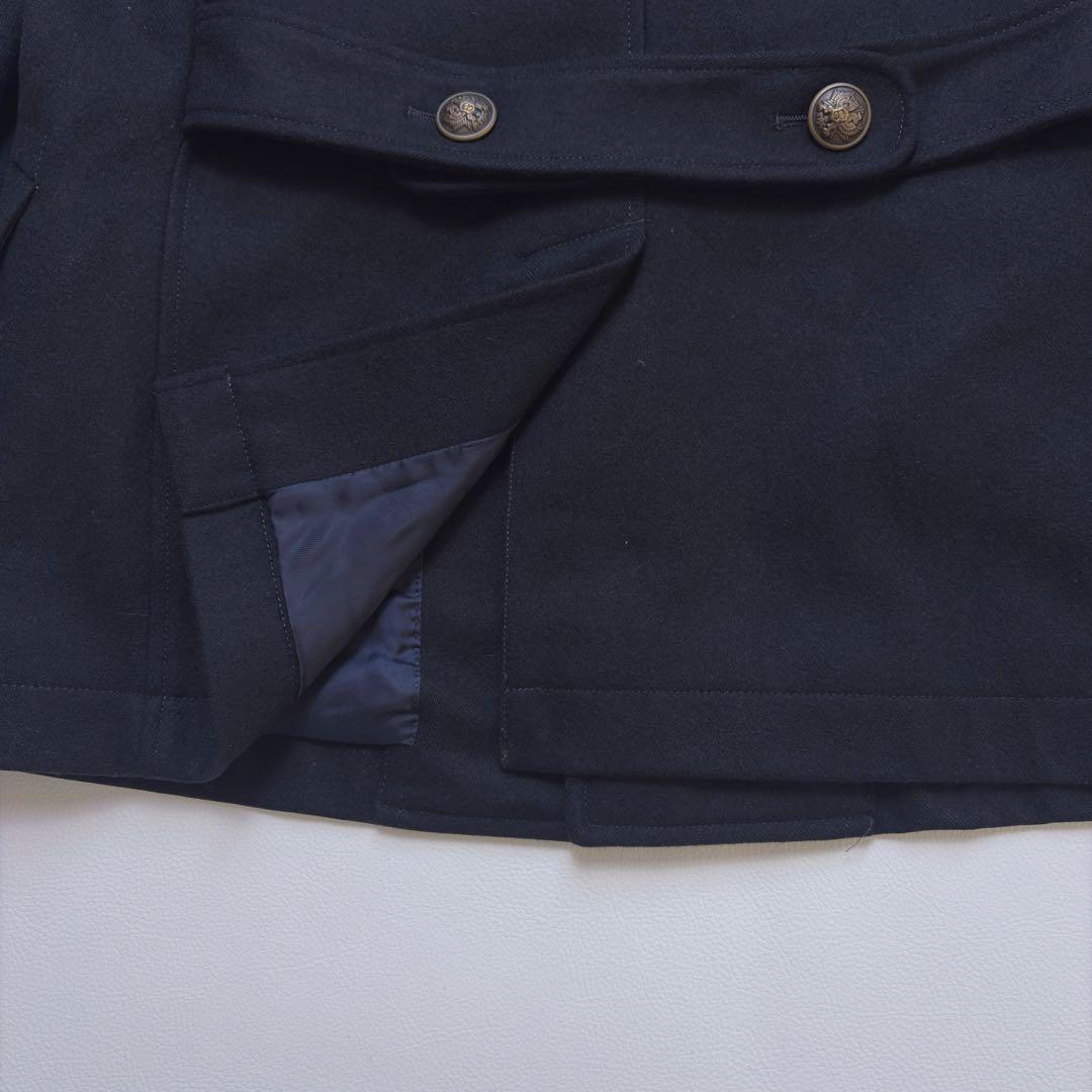 ポールスミス ミリタリー カシミヤ混 ピーコート メタルボタン ネイビー L