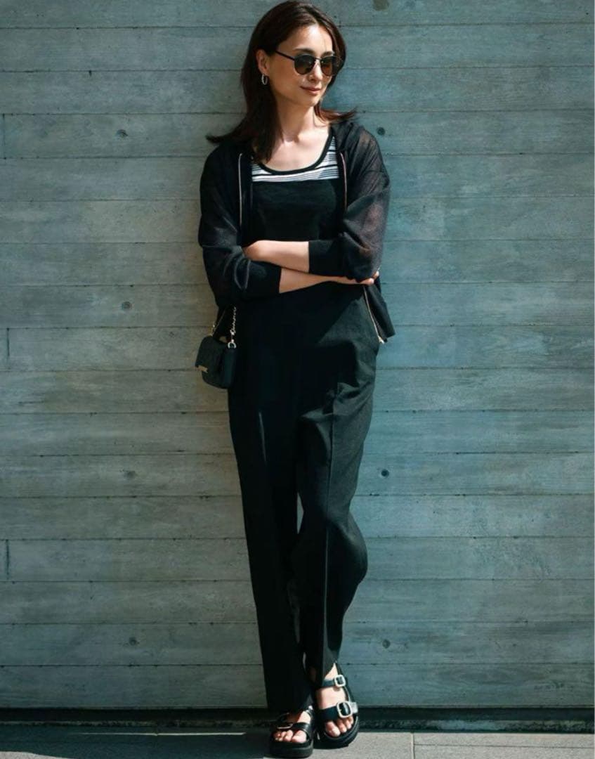 23区【CLASSY.6月号掲載/洗える】リネンレーヨンストレッチ サロペット