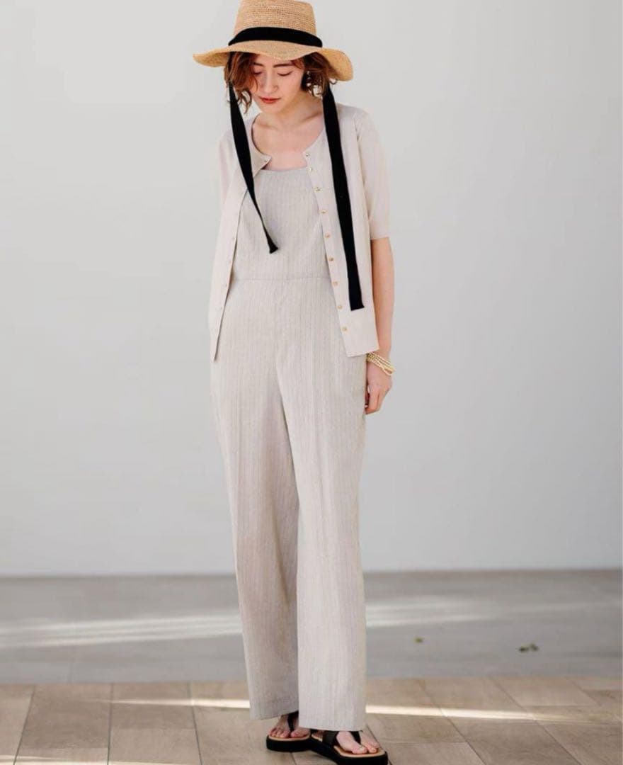 23区【CLASSY.6月号掲載/洗える】リネンレーヨンストレッチ サロペット