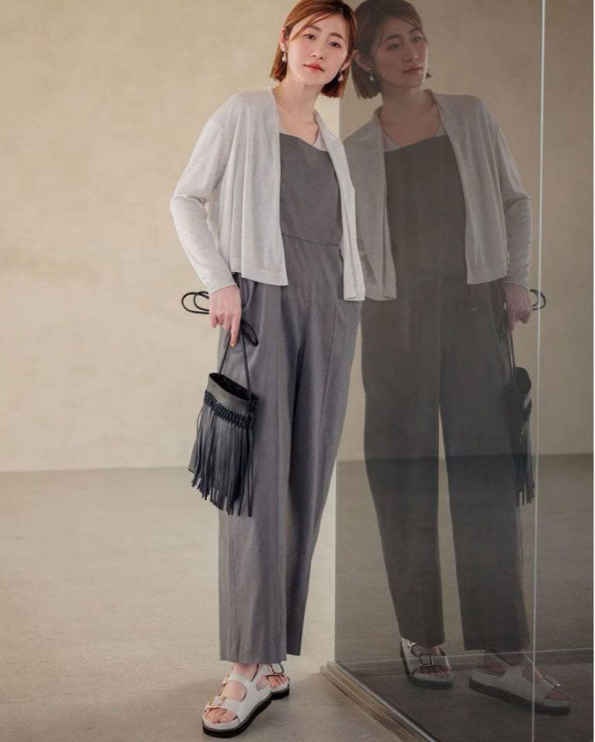 23区【CLASSY.6月号掲載/洗える】リネンレーヨンストレッチ サロペット