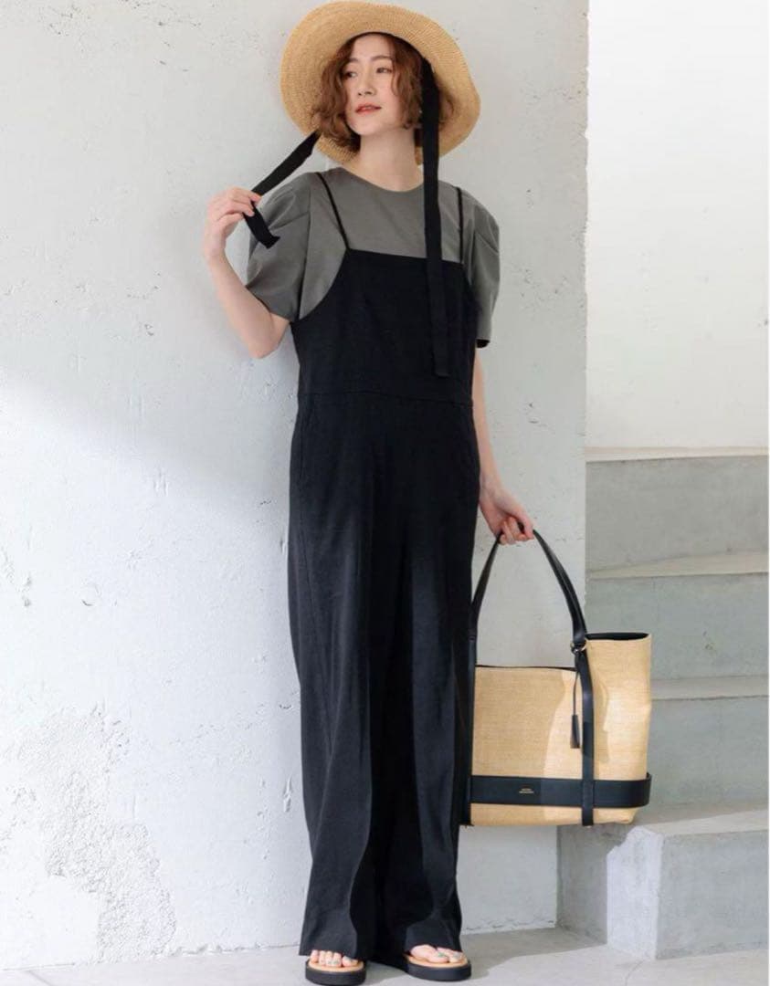 23区【CLASSY.6月号掲載/洗える】リネンレーヨンストレッチ サロペット