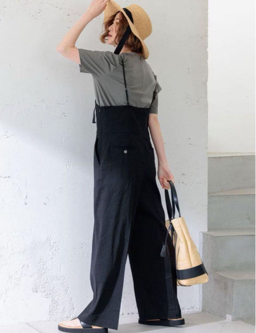 23区【CLASSY.6月号掲載/洗える】リネンレーヨンストレッチ サロペット